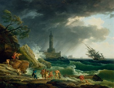A Storm on a Mediterranean Coast by Claude Joseph Vernet